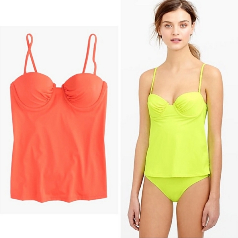 HP🎉 J. Crew Underwire Tankini Swim Top Rust Sz 0 - Picture 1 of 12